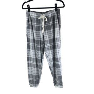 Aerie Womens Gray & White Casual Plaid Drawstring Lounge Jogger Pants Fuzzy M